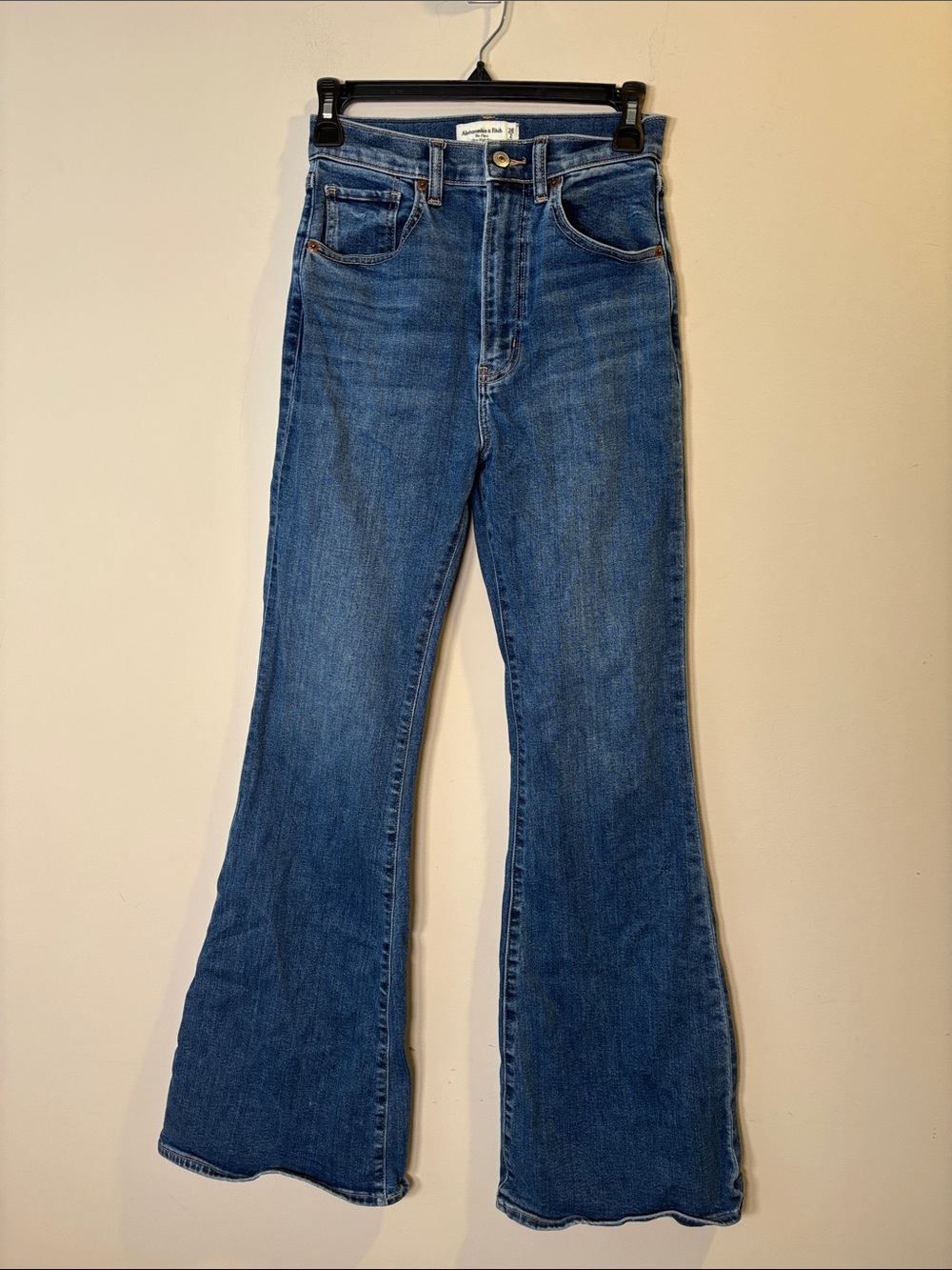 Abercrombie & Fitch Medium Blue High-Rise Flare Jeans